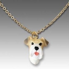 Dog on Chain WIREHAIR FOX TERRIER Resin Dog Head Necklace Pendant