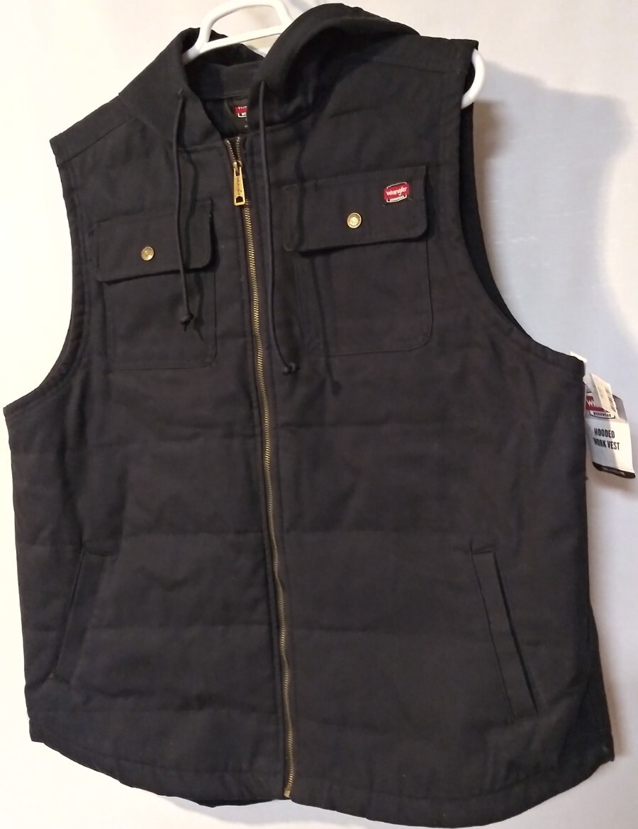 Wrangler Work Vest Navy Hooded Relax 