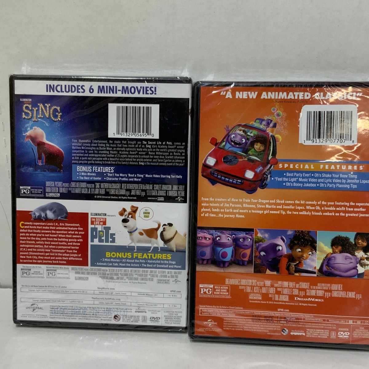 📀 Sing/The Secret Life Of Pets & Home (DVD) - LOT OF 2