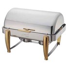 Winco Virtuoso 8-Quart Chafer, Full, 180 Roll-Top, Gold Accent