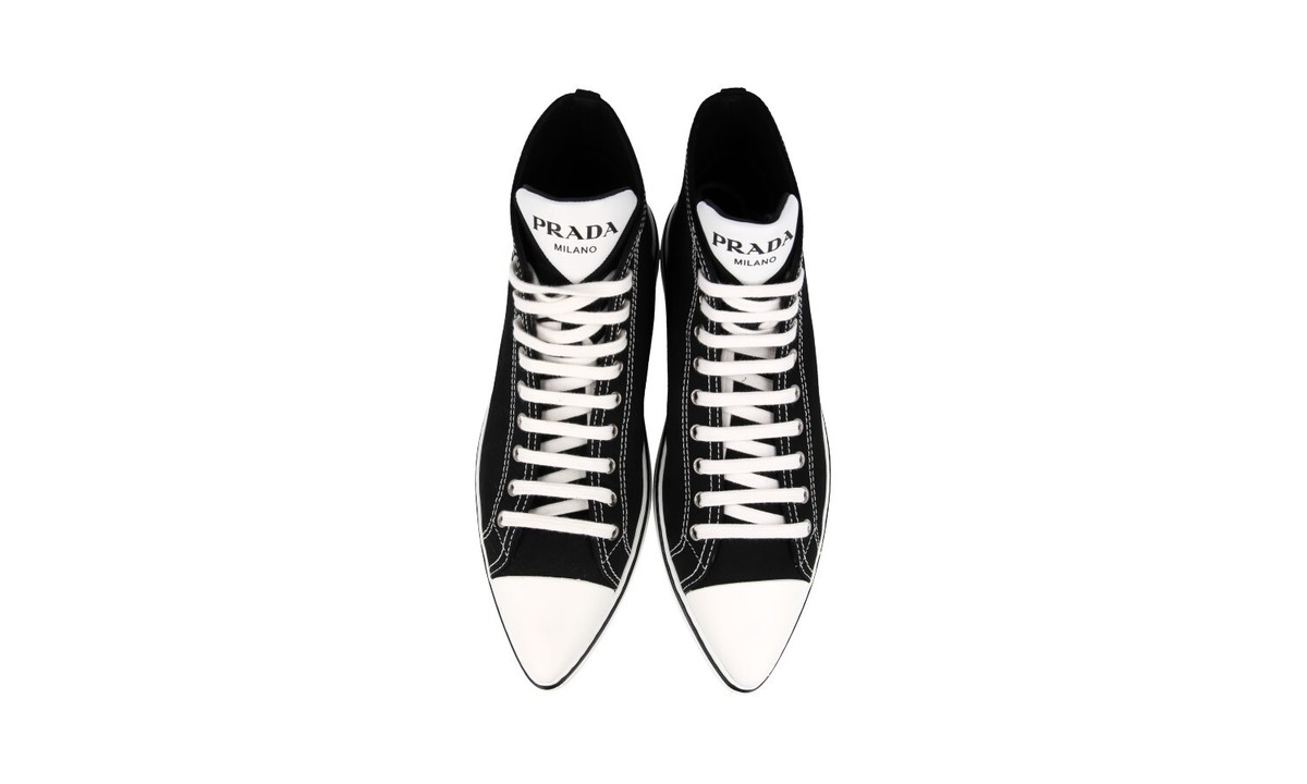 PRADA Synthesis Pointy Cap Toe Sneakers - 1T615M - Black - NEW