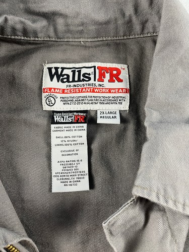 Walls FR Flame Resistant Jacket Insulated Men's 2XL Gray Workwear Oil Gas Plants - Picture 7 of 15
