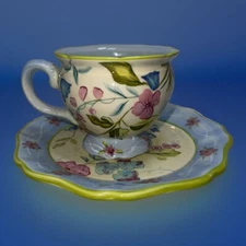 Tracy Porter Coffee Tea Cup Mug Saucer Dessert Plate Ruffled Cottagecore Flower