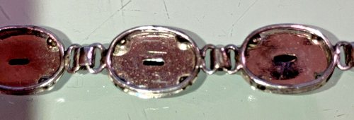Vintage 14K White Gold Bracelet, 5 Pieces Green Oval Cabochon Cut Jade 6 1/4" - Picture 14 of 18