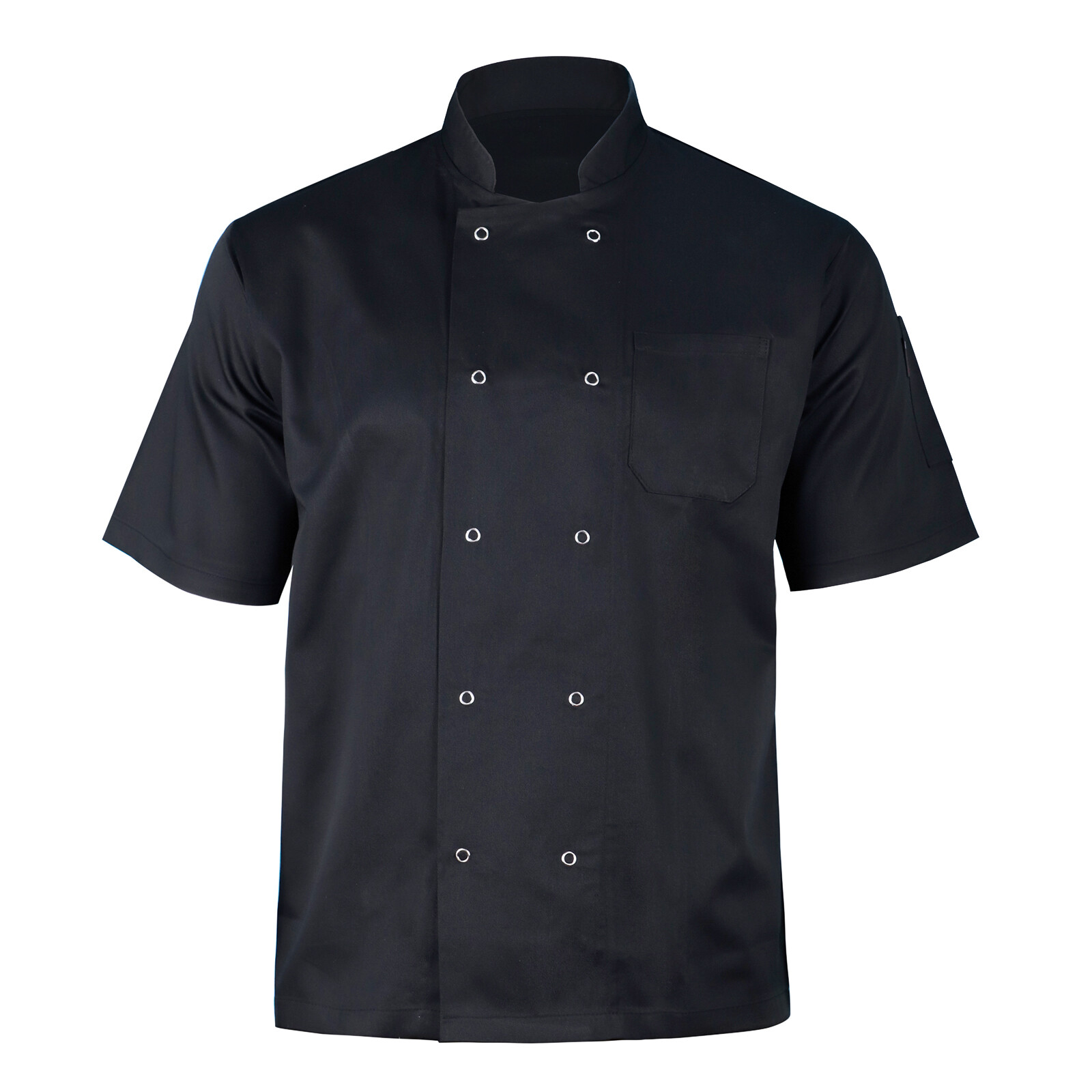 Black Chef Jacket Short Sleeve Restaurent Kitchen workwear show Button