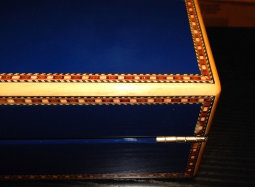 BLUE LACQUER INLAID DESIGN EDGES FOUR PIECE WATCH ORGANIZER JEWELRY BOX - 第 6/12 張圖片
