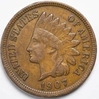 1907 Extremely Fine (XF) Indian Head Penny Cent