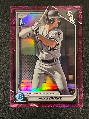 Jacob Burke 2024 Bowman 1st Chrome Fuchsia Lunar Refractor /199 White Sox