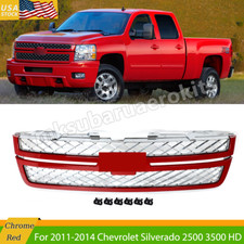 Victory Red Chrome Grille Lt Style For Chevy Silverado 2500 3500 Hd 2011-2014
