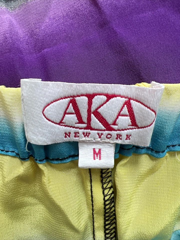 AKA New York Mameluco de seda a rayas para mujer talla mediana sin tirantes cintura con cordón Foto 4 de 4