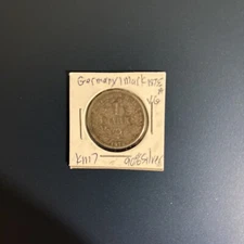 90% SILVER Roughly the Size of a Quarter 1875A Germany 1 Mark World Silver  KM 7