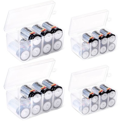 Set of 4 - Two C and Two D Battery Storage Box, Battery Storage Case, Battery