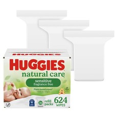 Natural Care Sensitive Baby Wipes, Hypoallergenic, 99 Purified Water, 3 Refil...