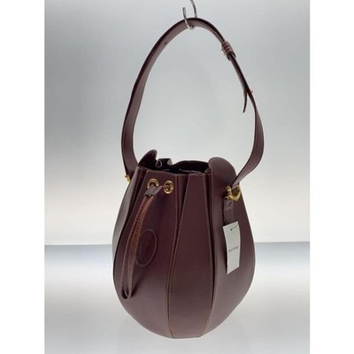 Must de Cartier Authentic Bordeaux Shoulder Bag 2C Logo Embossed Drawstring Bag