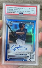 2021 Bowman Chrome COOPER KINNEY True Blue Refractor Auto RC /150 PSA Mint 9