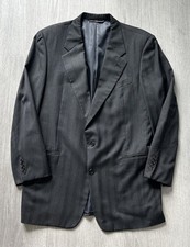 Hickey Freeman Loro Piana Tasmanian Super 120  s Wool Grey Striped Blazer 42 Long