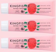 3 Pack Kingfisher Natural Flouride Free Strawberry  Kids Toothpaste 100ml 46.17 per litre
