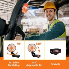 Portable 6 Inch Magnetic Golf Cart Fan 5200mAh USB Charging Fan with Clamp