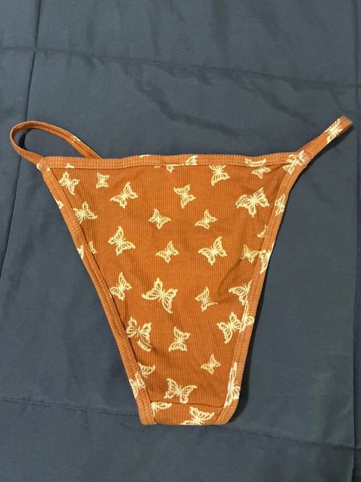 Sexy Bikini Victoria's Secret ROSA Pierna Alta Cuerda Acanalada Fairycore Mariposa Y2K Foto 4 de 4