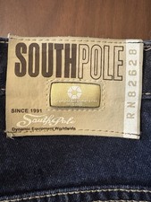 Vintage Southpole Gold Tag Wide Leg Baggy Blue Jeans 34 Skater Streetwear Retro