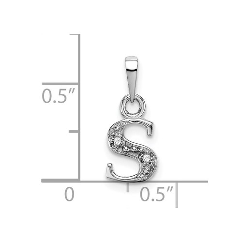 14k White Gold Rhodium-plated Diamond Letter S Initial Pendant Gift for Her - Picture 3 of 4