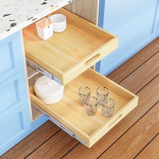 Pull Out Cabinet Organizer, 1PC 15  W x 21  D Soft Close Slide Out Wood Drawe...