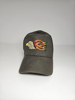Vintage OTTO Cap Eagle Flames Baseball Hat Low Profile Wool Blend Biker Y2K Gray