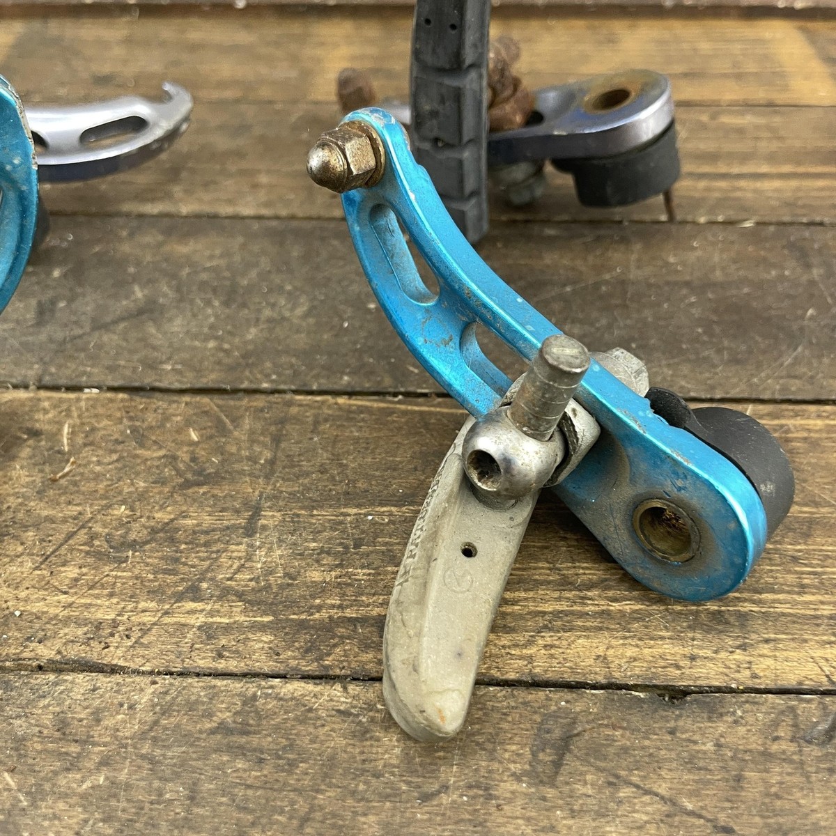 Vintage Cantilever Brake Arms Blue silver pairs parts only