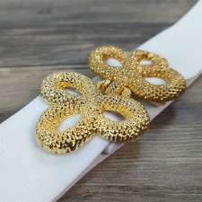 Vtg 80's Motion Elegant Waist Belt White Fabric W Golden Loop Buckles Medium 30"