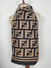 Fendi genuine vintage patterened Brown / Black Wool winter Scarf Scarves