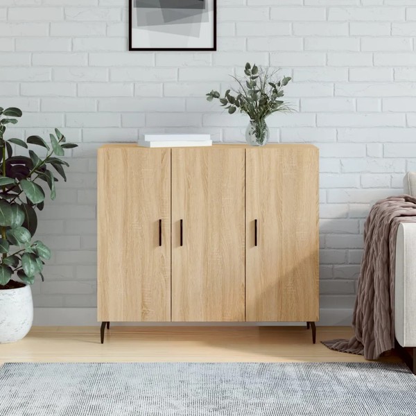 Sideboard Sonoma-Eiche 90X34X80 Cm Holzwerkstoff Wohnzimmer-image