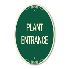 SignMission Designer Series Sign - Plant Entrance 12" x 18" Aluminum Oval Sign