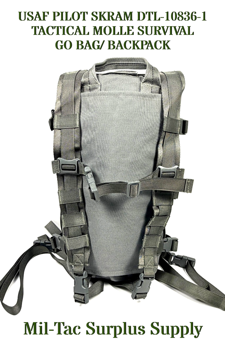 USAF PILOT SKRAM DTL-10836-1 TACTICAL MOLLE SURVIVAL GO BAG