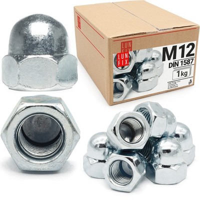 Hutmutter M12 |1Kg-35 Stk.| DIN 1587 Sechskant hohe Form Verzinkt Kappenmutter