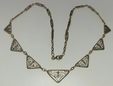 Ancien Bijou Collier Filigrané Plaqué Or Jaune #MB# F1