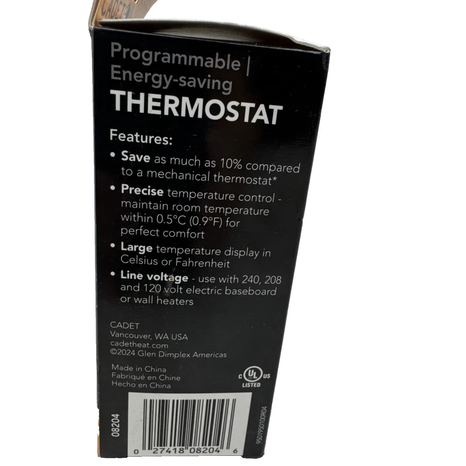 Cadet Programmable Energy-Saving Wall Thermostat TEP362DW New - Image 2 of 4