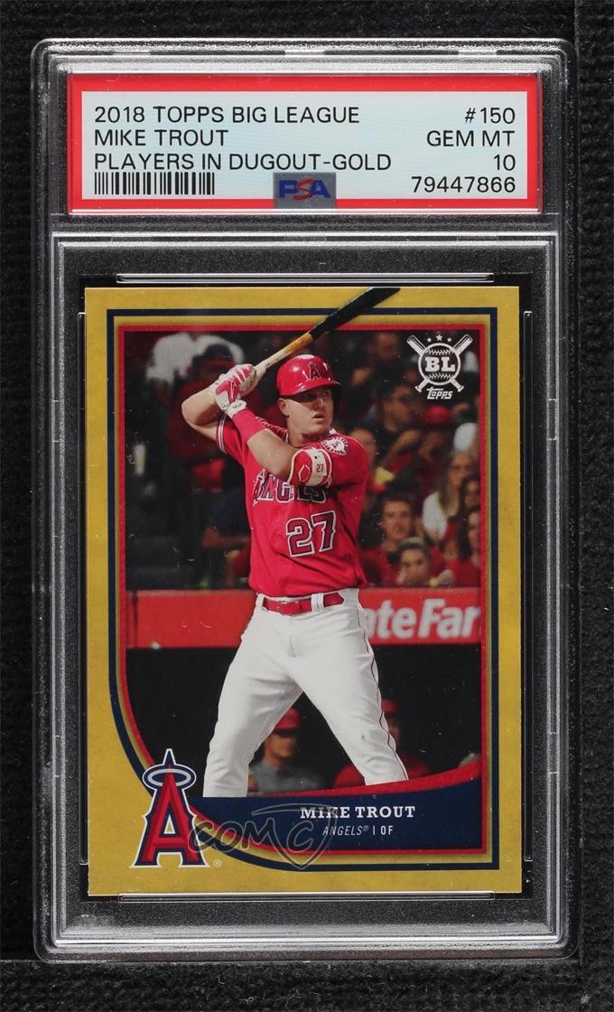 2018 Topps Big League Gold Mike Trout #150 PSA 10 GEM MT f2v