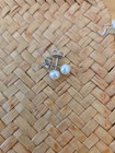 14KT White Gold Studs Set With 5mm Whute/Cream Pearls Butterfly Friction Backs — photo 1