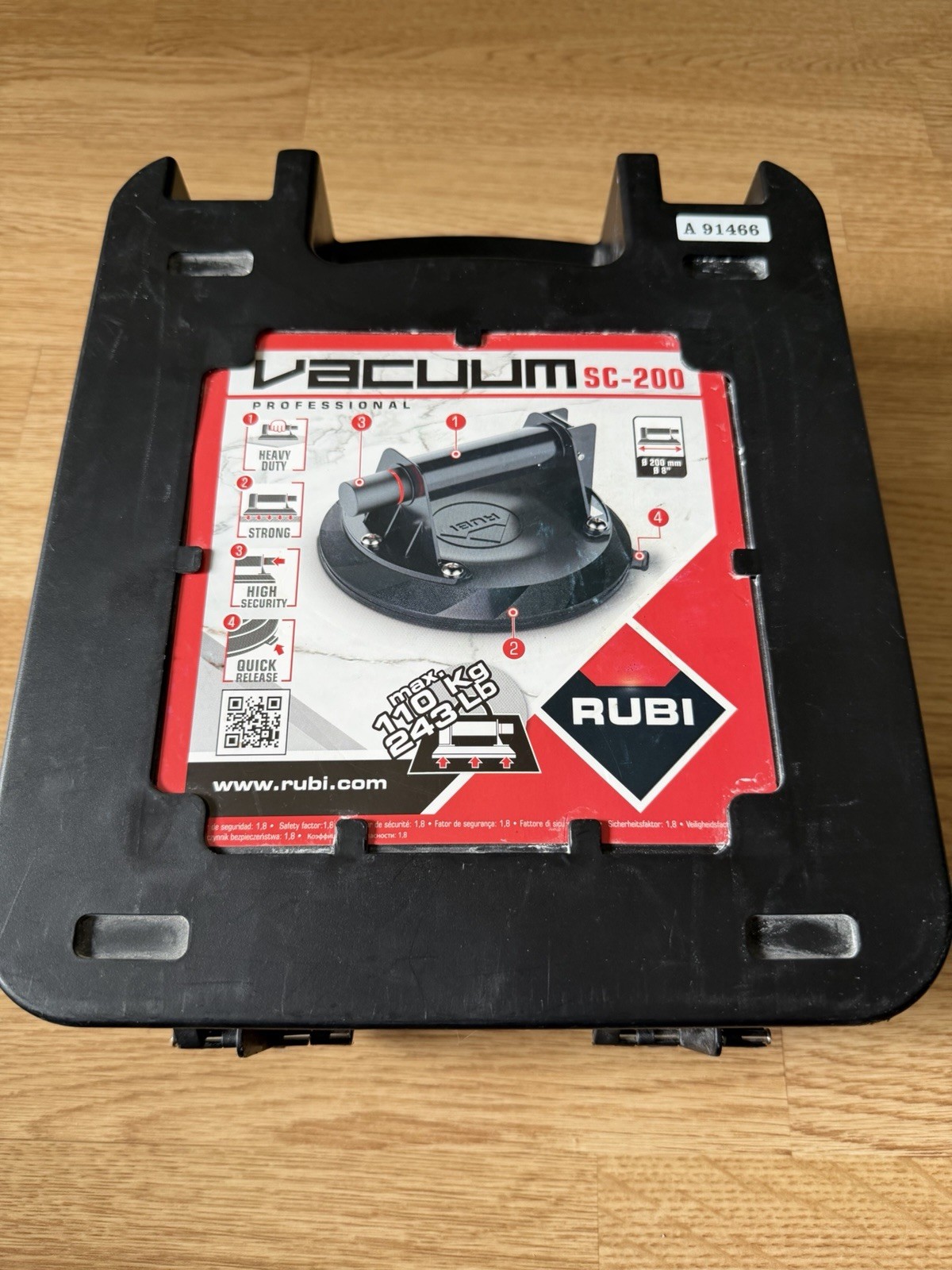 Rubi SC-200 Suction Cup with Vacuum Pump - 20cm Diameter Tile Sucker - 18919