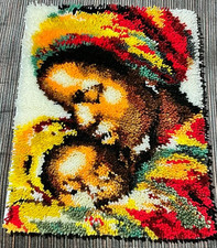 Handmade Latch Hooked Rugs Colorful Artistic Designs Wall Hangings