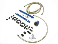Obx Fuel Rail 1996-1998 Mustang Gt 4.6l Sohc With Braided Hose Blue
