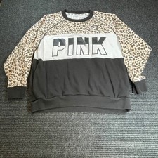 Pink Victorias Secret Leopard Colorblock Crewneck Sweatshirt Brown Black White M