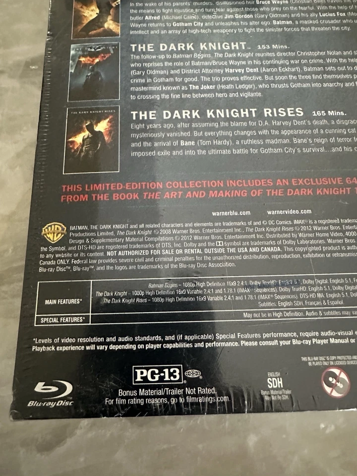 The Dark Knight Trilogy Batman Begins The Dark Knight The Dark Knight Rises New - Image 3 of 4
