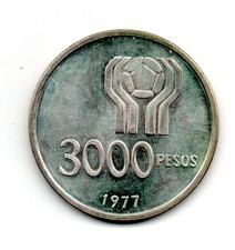 BEAUTIFUL ARGENTINA COINS 3000 PESOS 1978 SILVER 900 25 GR.