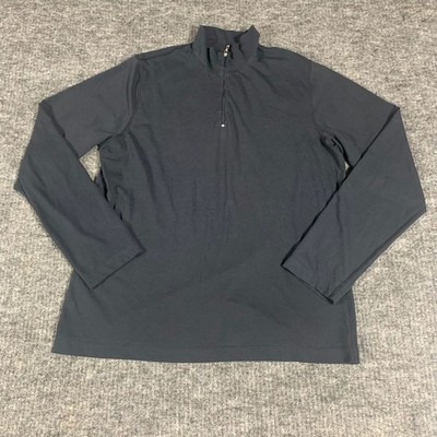 Lands' End Top Womens Medium Black Quarter Zip Long Sleeve Shirt Stretch Light