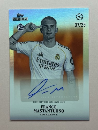 Franco Mastantuono RC Auto #d /25 🍊 2025-26 Topps Simplicidad Image Variation