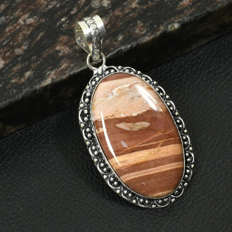 Coconut Jasper Gemstone Ethnic Handmade Pendant Jewelry Gift 2.4" AP-30474