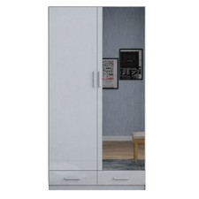 Modern 2 Door Wardrobe with Drawers Hanging Rail Shelves Bedroom Storage Unit