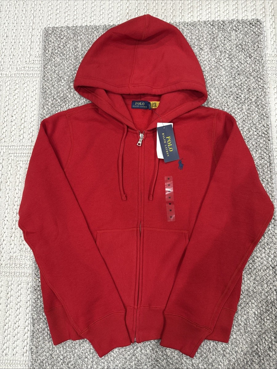 NWT Polo Ralph Lauren Women's Full Zip Hoodie Sweatshirt Red