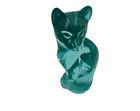 Fenton Aqua Blue Glass Cat Figurine Handmade USA Vintage 5" Art Glass